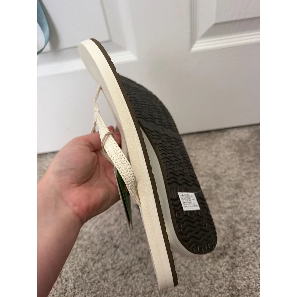 Sanuk Yoga Joy II Flip Flops – Marshmallow Woven – Women's Size 10 – NWT